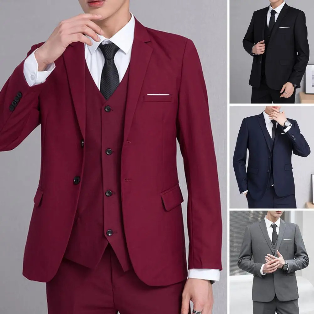 Men Formal Business Suit Coat One Button Black Blue Red Slim Fit Fashion Blazer Jacket Casual Clothing 250115