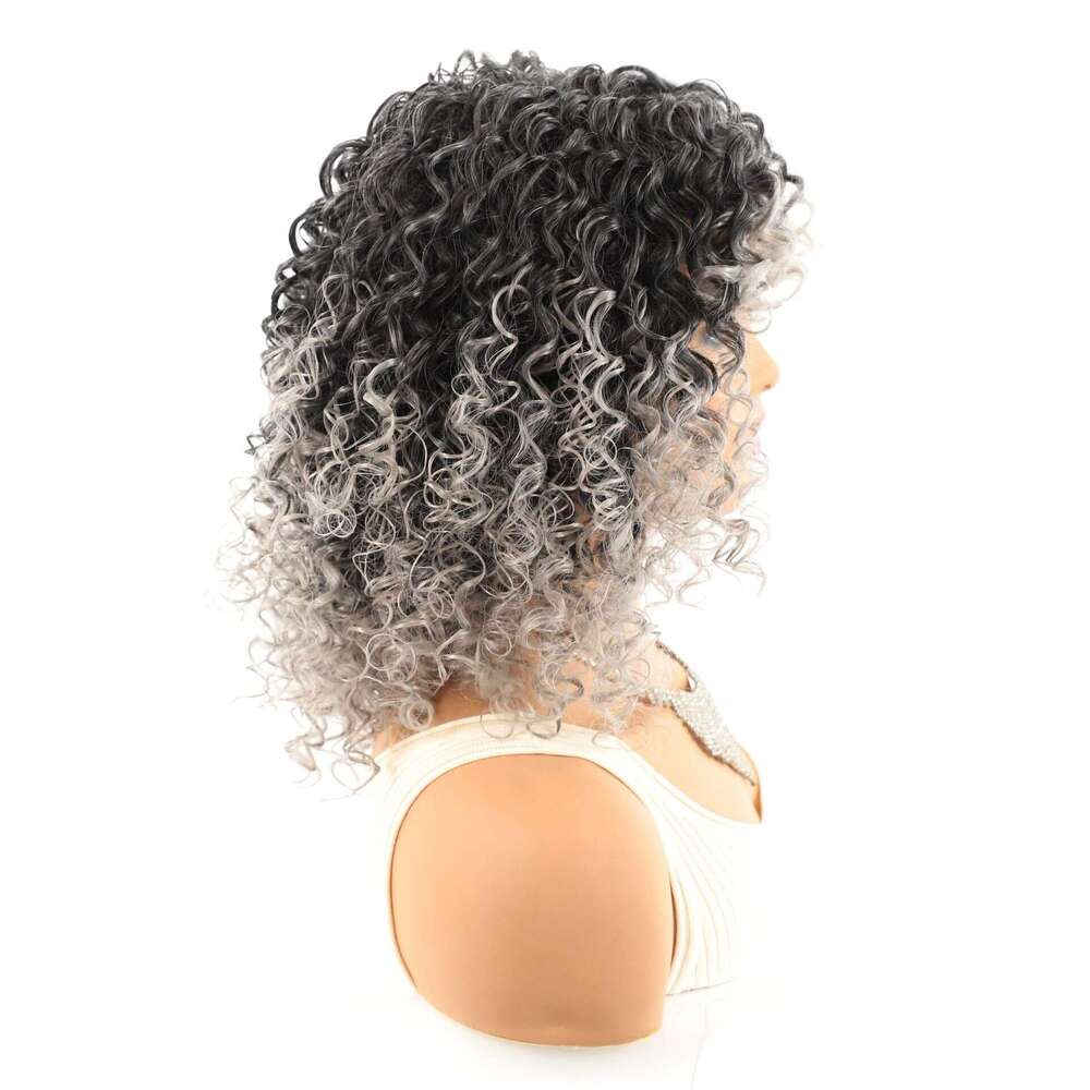 Lace Front Wig Cover T Shape Small Black Gradient Grandma Gray Deep Roll Wig Synthetic Headband Batch
