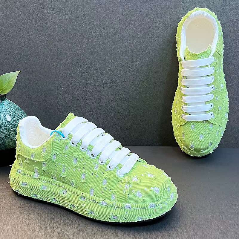 New Arrival Men Fahsion Causal Canvas Board Shoes Spring Autumn Designer Green Youth Trending Thick Bottom Sneakers