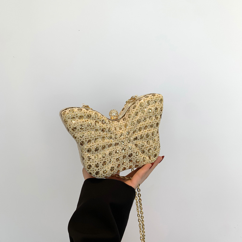 Small Niche Design Fairy new style Summer New High-End Fashion Rhinestone Shoulder Chain Dinner Butterfly Bag