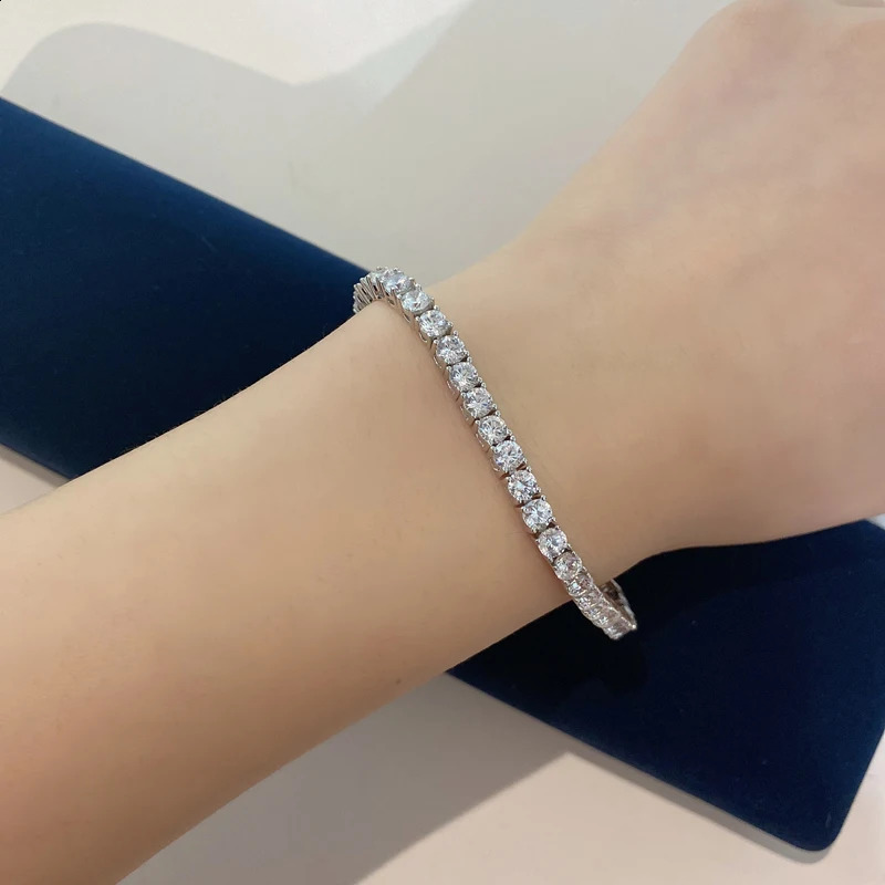 OEVAS 100% 925 Sterling Silver m High Carbon Diamond Fashion Super Flash Tennis Bracelet Fine Jewelry Gift Wholesale 250121