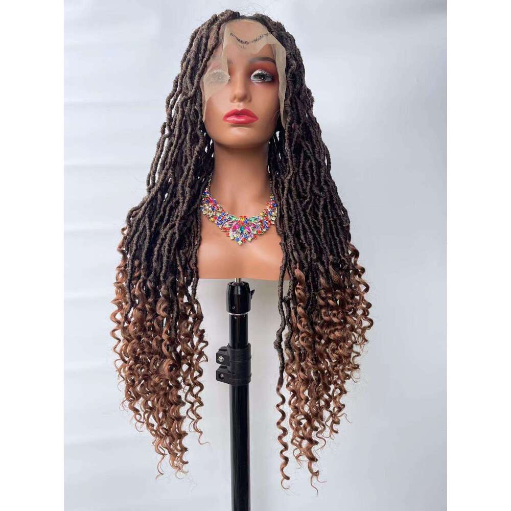 Lace Front Wig Cover T Shape Fashion Full Lace Hair Cover Long Headband Loose Tail Dirty Braid Synthetic Fiber High Temperature Silk Wig