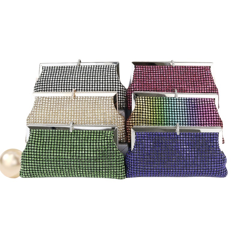New Diamond Shining Square Handheld Banquet Bag With Large Capacity Fashion Women's Handbag