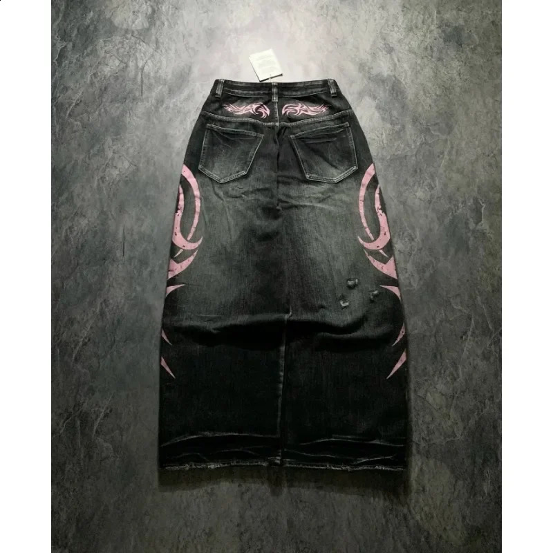 Hip hop street wear geometric print high quality ripped jeans for men clothing Spring Festival skateboard trend sweatpants 250121