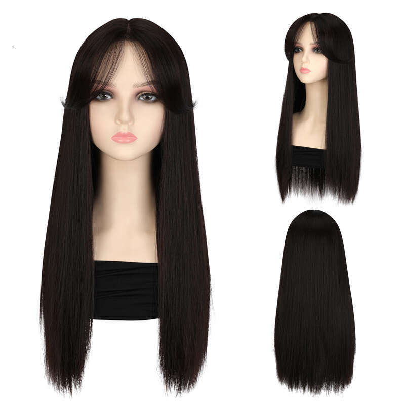 Lace Front Wig Cover T Shape Wig Women S Head Set Hand Woven T Shaped Front Lace Seamless Center Split Eight E Bangs Natural Long Straight Hair Full T