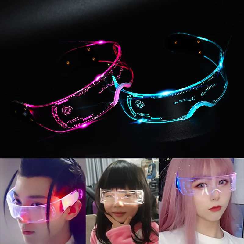Cool LED Glasses Shining Sunglasses Cyberpunk Shining Party Glasses Rave Neon Mask Toys Vocal Music Concert Decoration Glasses DJ T250122