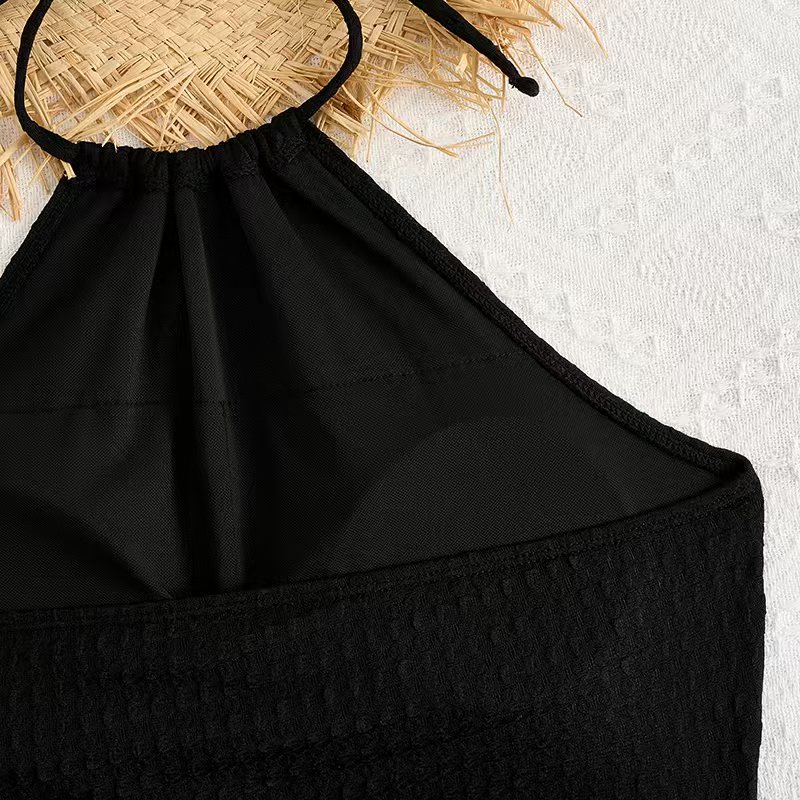 Shorts High Waist Bikini 2025 Women Beach Sport Bikinis Push Up Vintage High Neck Swimwear Textured Swimsuit Solid Colors Swimming Bathing Suit Modest