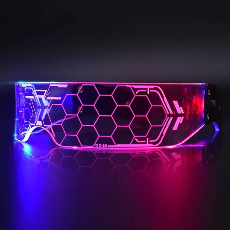 Cool LED Glasses Shining Sunglasses Cyberpunk Shining Party Glasses Rave Neon Mask Toys Vocal Music Concert Decoration Glasses DJ T250122