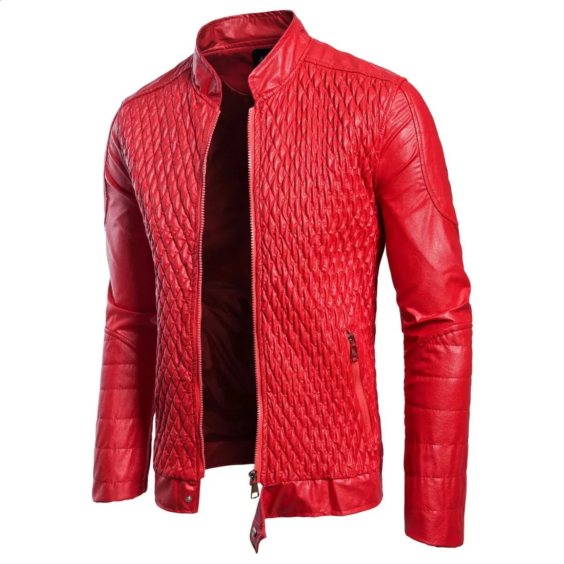Casual Stand Collar Mens Leather Jacket Autumn Style European Fashion B026 Skin Regular Cut China Origin 250109Z