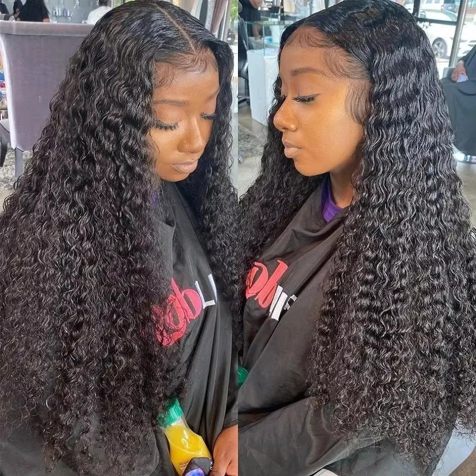 30 inch lace front Brazilian transparent curly wigs on sale Deep wave hd lace frontal human hair wig for women