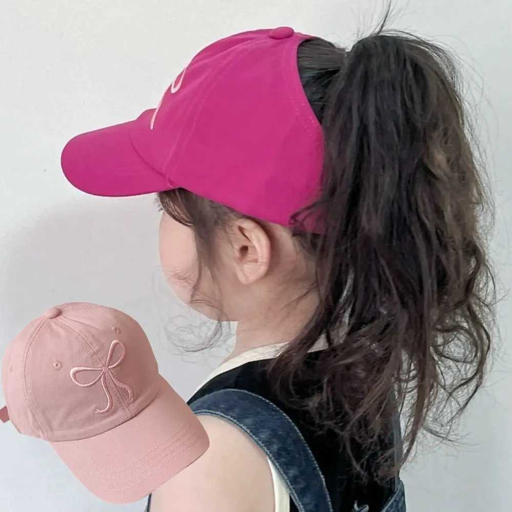 Sweet Bow Baby Girl baseball cap pink and white childrens sun hat high ponytail childrens sun hat adjustable outdoor travel hat new T250121