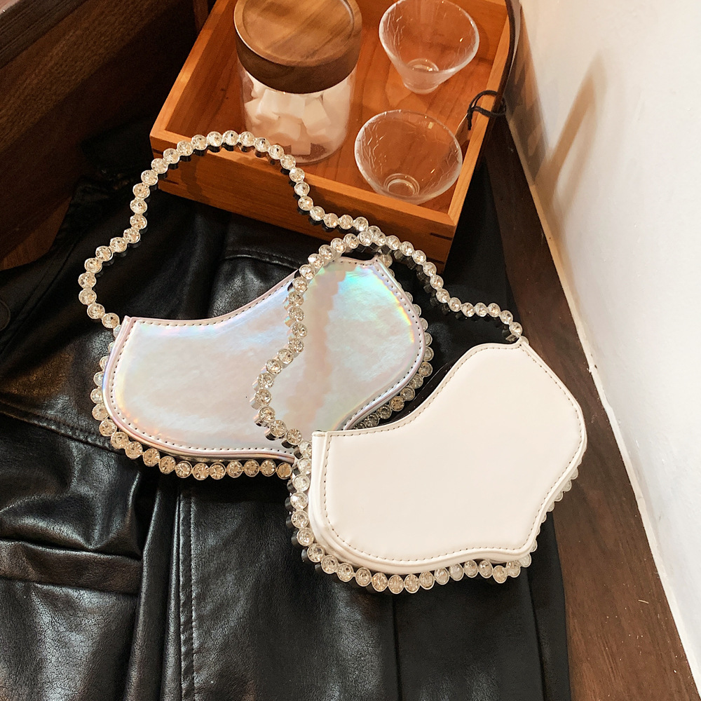 2023 New Water Irregular Women's Banquet Bag, Set Sparkling Diamond French Mobile Phone Handheld Bag