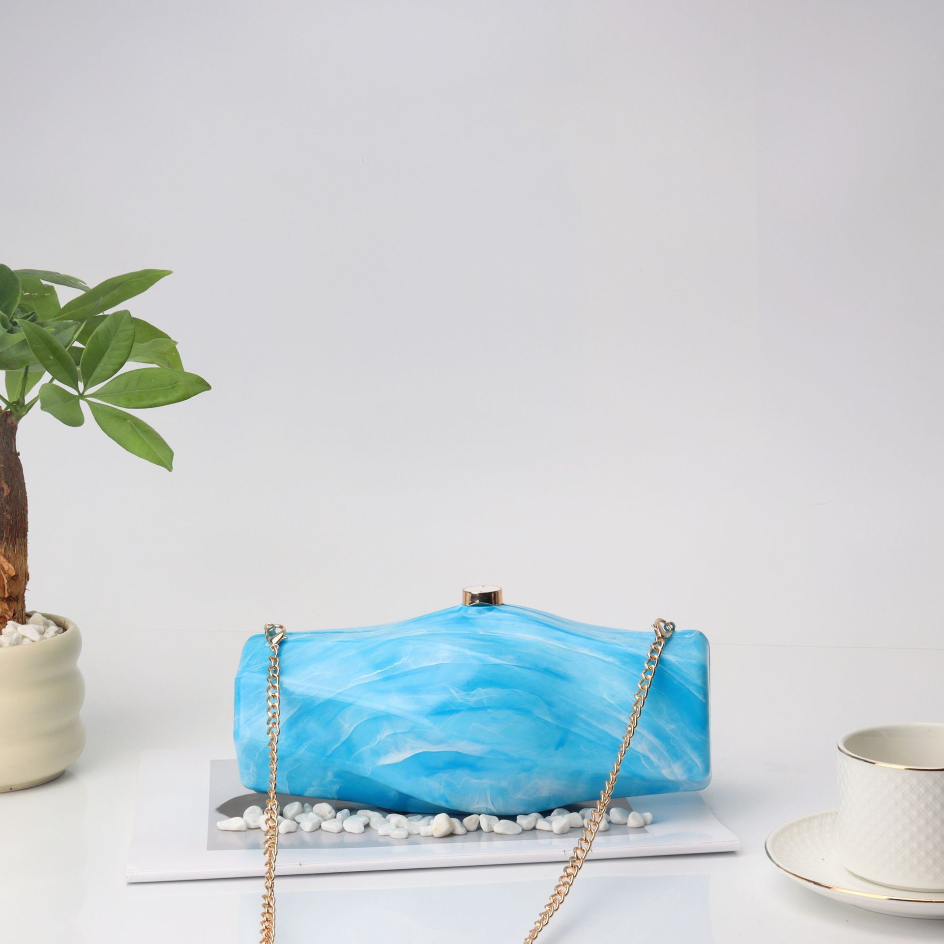 Advanced Niche Design, Sexy Irregular Acrylic Box Bag, Casual And Versatile, Stone Patterned Hand-Held Crossbody Bag