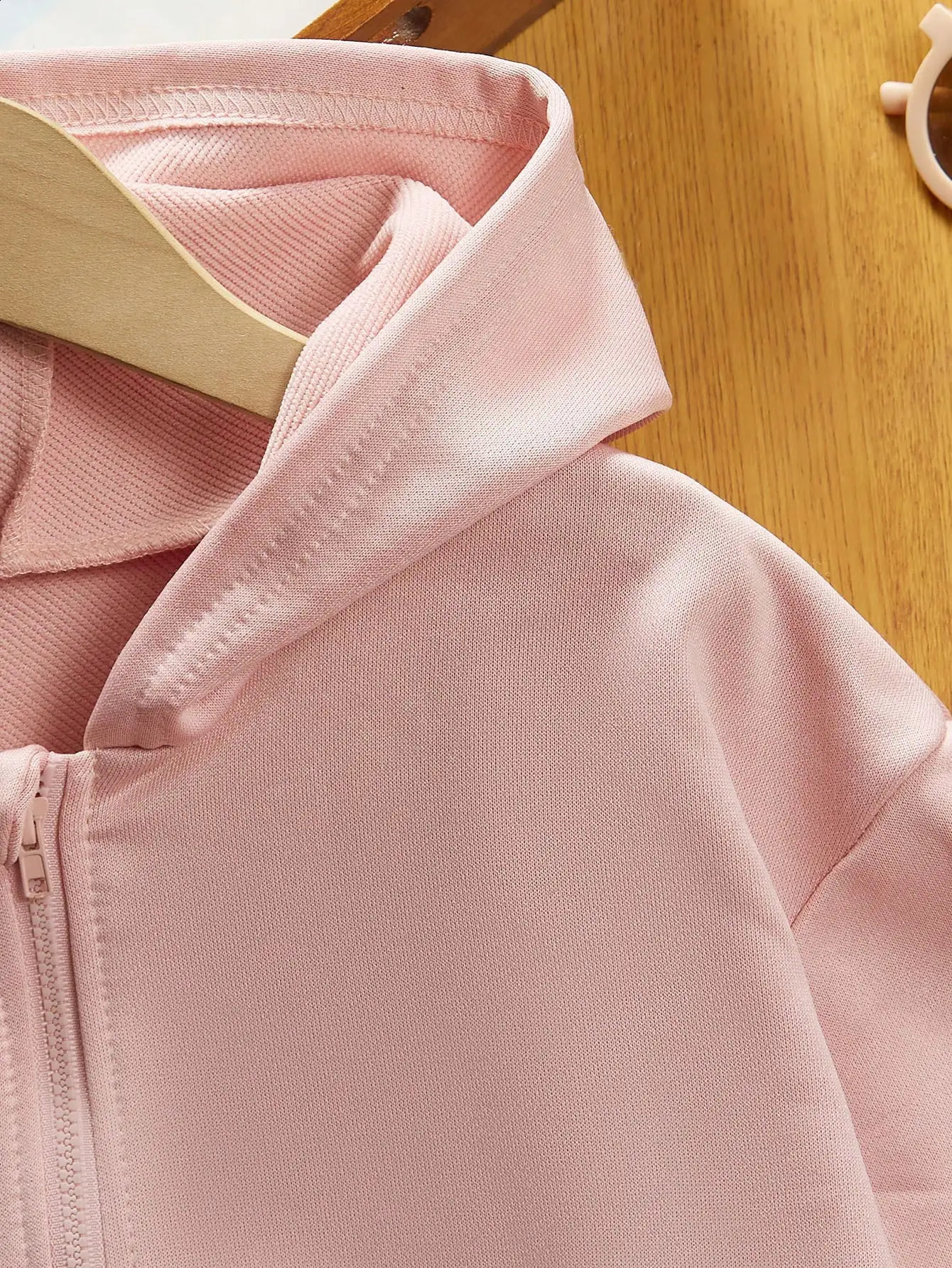 Spring and Autumn Fashion Girls Solid Pink Color Sweet Style Comfortable Zipper Hoodie Tops 250121