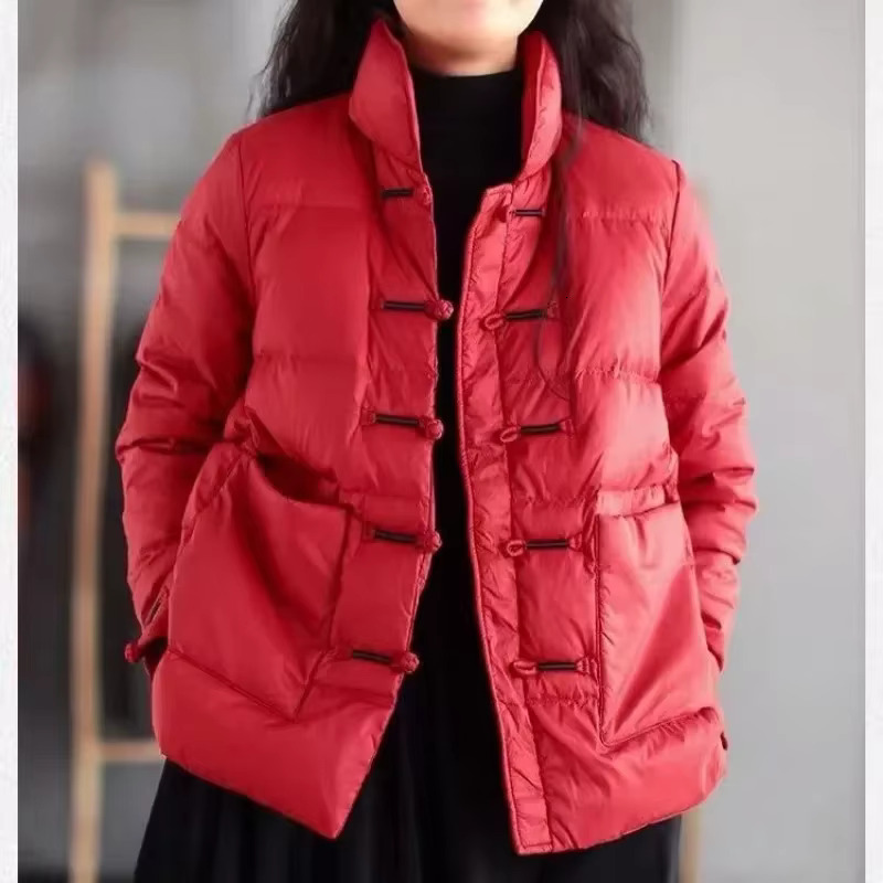 Vintage Single-Breasted Quilted Puffer Jacket Warm Lightweight Parka Windproof Outerwear Winter Clothestrends Coat New