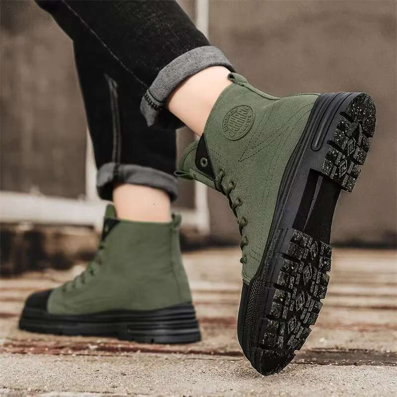 Mens Boots Casual Canvas Shoes Winter Designer Ankle Platform Motorcycle Tactical Cowboy Combat Work Hiking