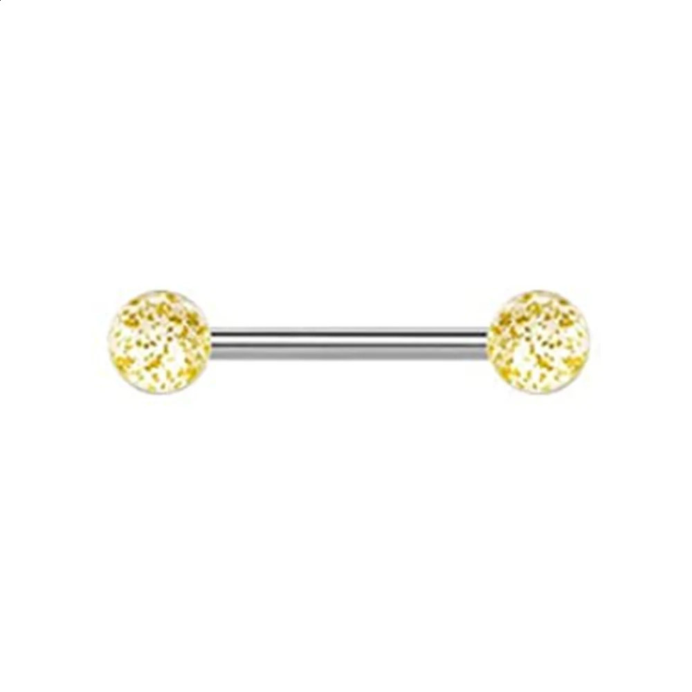1PCS4PCS Stainless Steel 14G Tongue Rings Barbell Glow Jewelry for Women piercing Piercing Yellow 250110