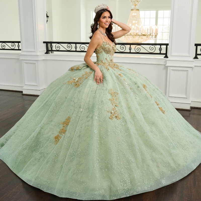 Mint Green Quinceanera Dresses Ball Gown Spaghetti Strap Sequin Appliques Lace Beading Crystal Tull Birthday Party Sweet 16 Dress Vestidos 15 Anos