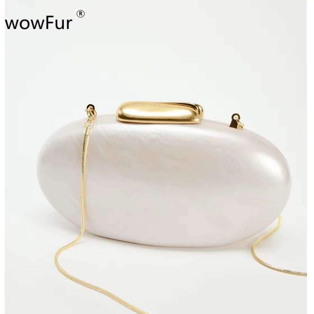 Pearl Shell Brand Bag Metal Clasp Women Shoulder Snake Chain Acrylic Box Clutches Lady Party Wedding Evening Egg Handbag Purse