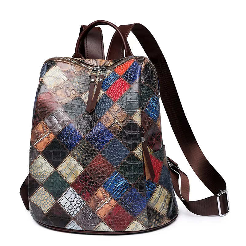 Crocodile Leather Backpack Designer School Bag For Teenager Girl High Quality Female Rucksack New Large Capacity Mochilas