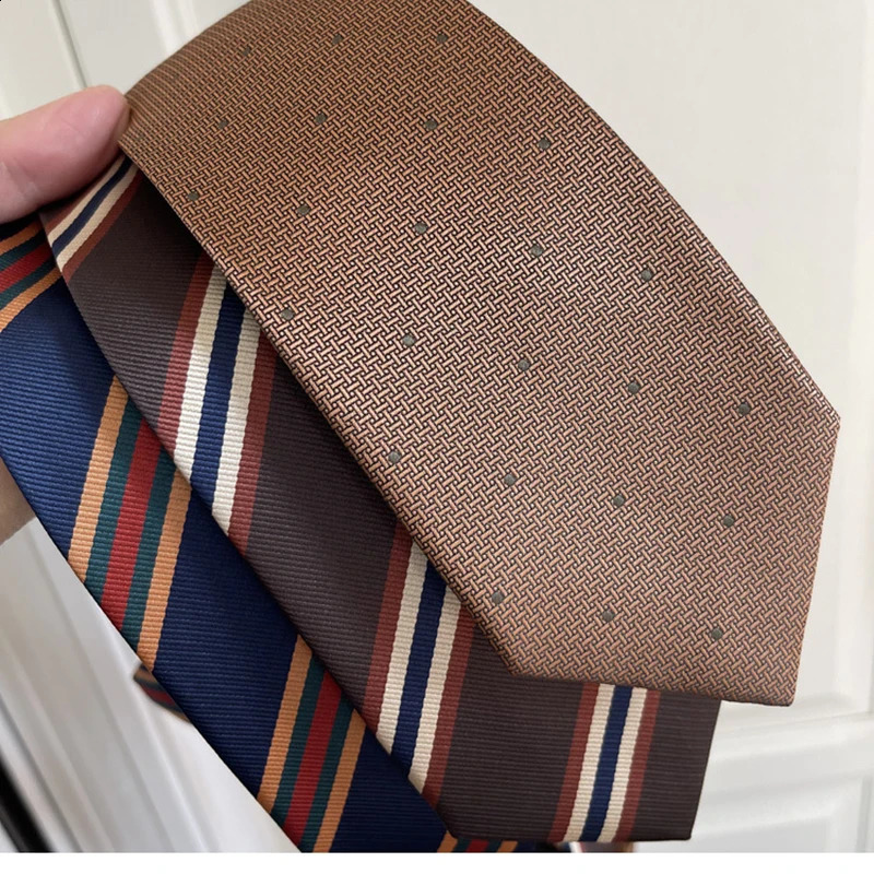 Trendy Striped Neckties For Men Formal Silk Tie Polyester Jacquard Skinny Neck Wedding Corbata 8cm Gravata Ties 250114