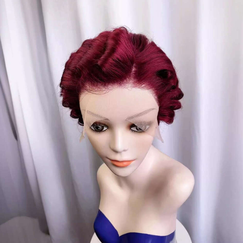 Lace Front Wig Cover T Shape Mini Elf Front Lace X Real Person Wig Short Curly Hair Partial Split Headset Customization
