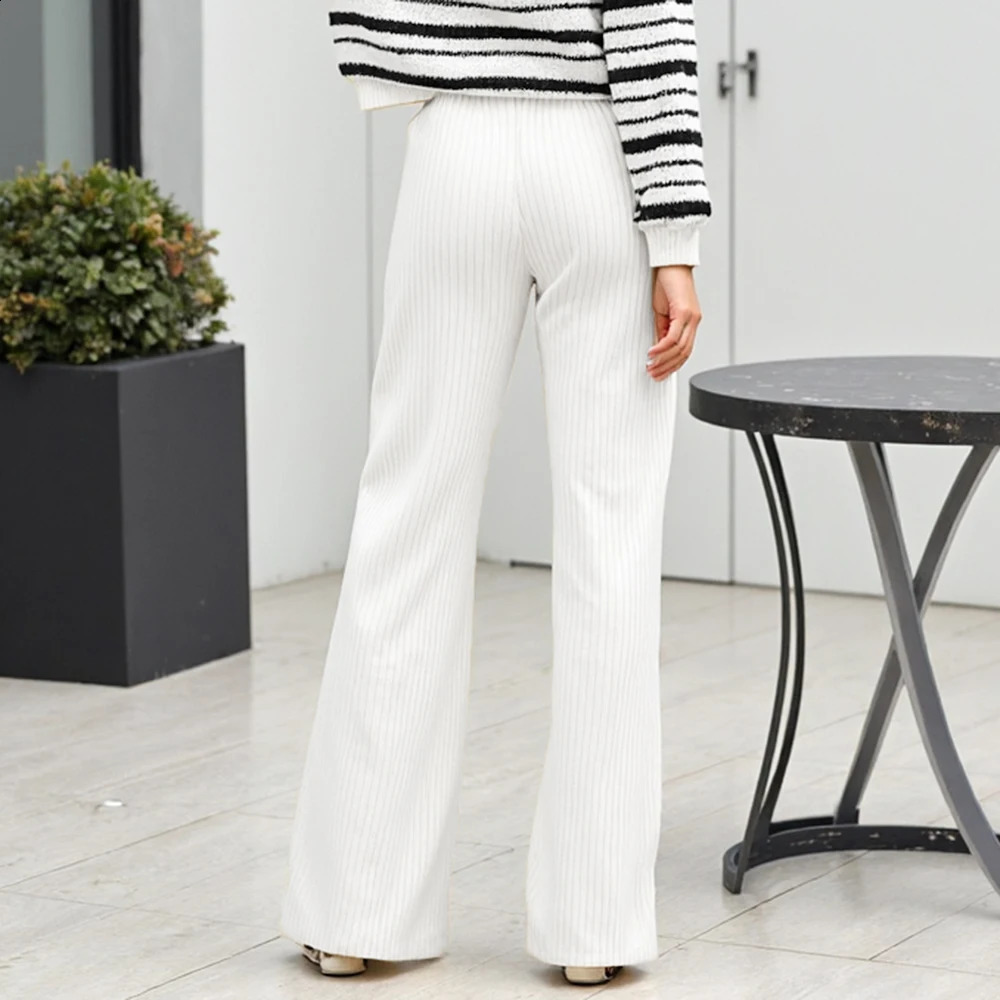 Mia Muse Womens Pants All Season Office Lady Minimalist Stripe Drawstring Natural Waist Regular Fit Casual 250122