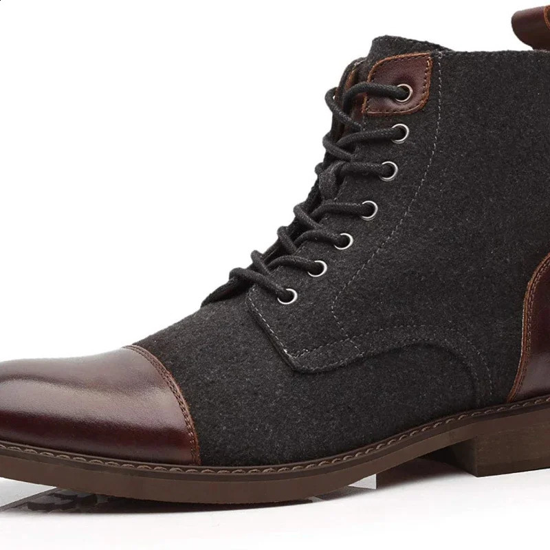 Winter Boots Mens Ankle Boots Warm Leather Casual High Top Mens Sneakers Fashion Plush Warm Thick Sole Ankle Boots 250120