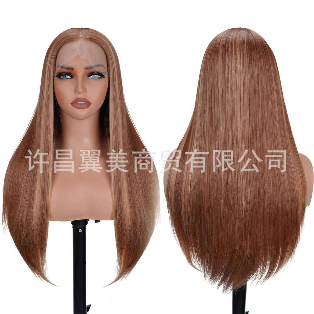 Lace Front Wig Cover T Shape Wig Long Straight Japanese Silk Lace Synthetic Headband Simulating Human Hair Wigs