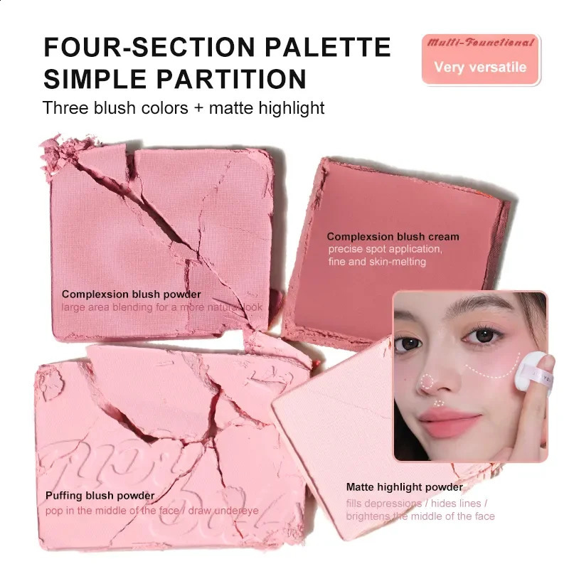 Judydoll Orange Blush Highlight Palette Blush Cream Blush Palette Expanding Color Matte Highlight Face Makeup 250108