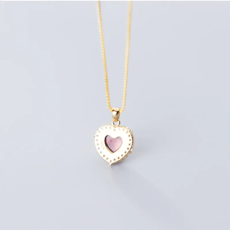 WANTME 925 Sterling Silver Romantic Sweet Red Agate Love Heart Pendant Charm Necklace for Women Wedding Anniversary Fine Jewelry 250117