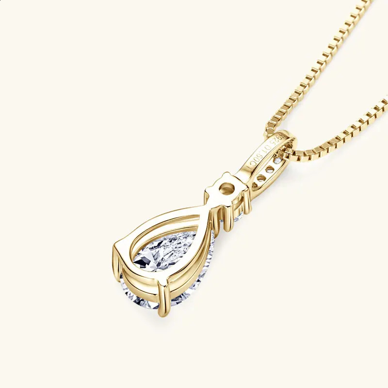 RAPRGOLD GRA Certified Pear Cut Pendant Necklaces for Women 925 Sterling Silver Chains Wedding Jewelry Gifts Collares 250121