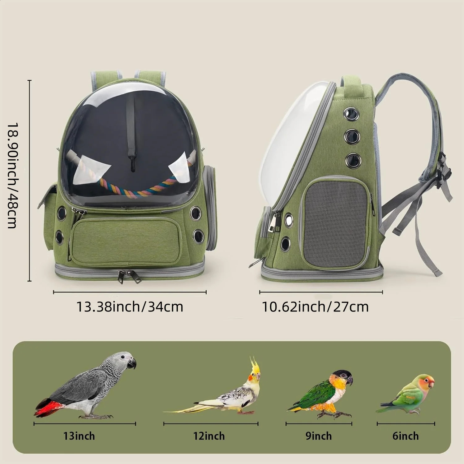 Bird Backpack Travel Cage with Perch Breathable Clear Window Bird Travel Cage for Cockatiel for Vetting Camping Hiking 250121