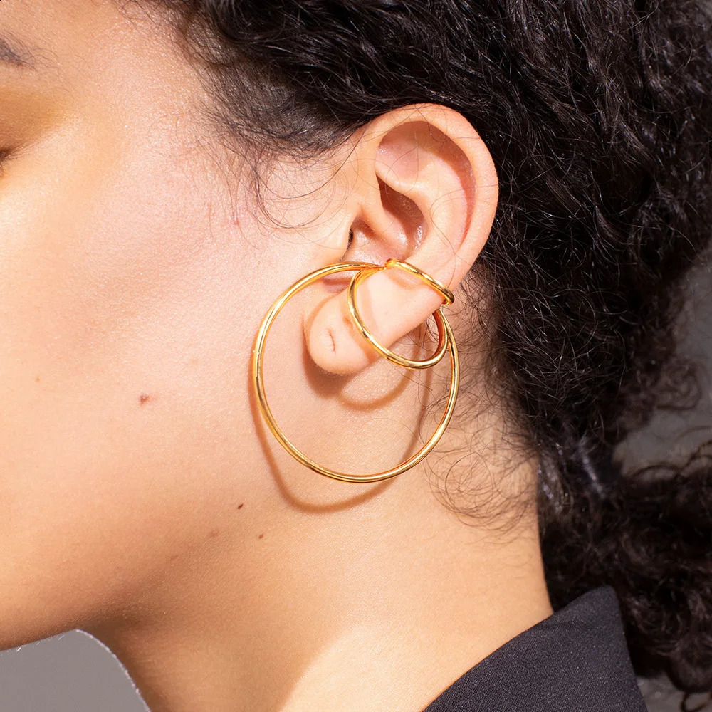 ENFASHION Geometric Ear Cuff Clip On Earrings For Women Gold Color Multi-layer Circle Earings Fashion Jewelry Pendientes E201153 250108