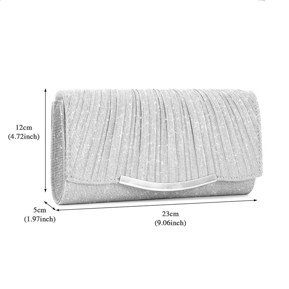 Evening Clutch Bags Fashion Women Elegant Silver Gold Shiny Handbag Wedding Party Long Purses Banquet Clutch Purses Shoulder Bag 250122