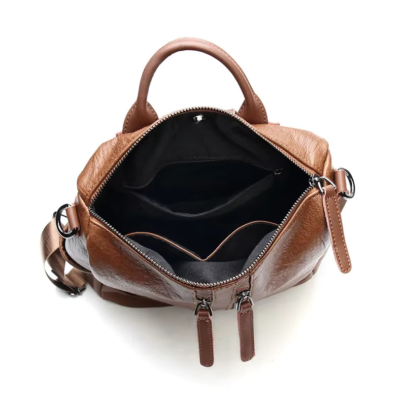 A4 High Quality Black Brown Red Lightweight PU Leather Women's Backpack Female Teenager Girl Lady Travel Shoulder Bags M2768-13