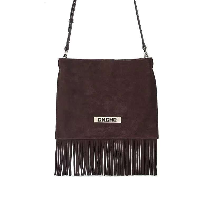 Tassel Design Shoulder Simple Solid Color Classic Style Square Body Women's Crossbody Bag