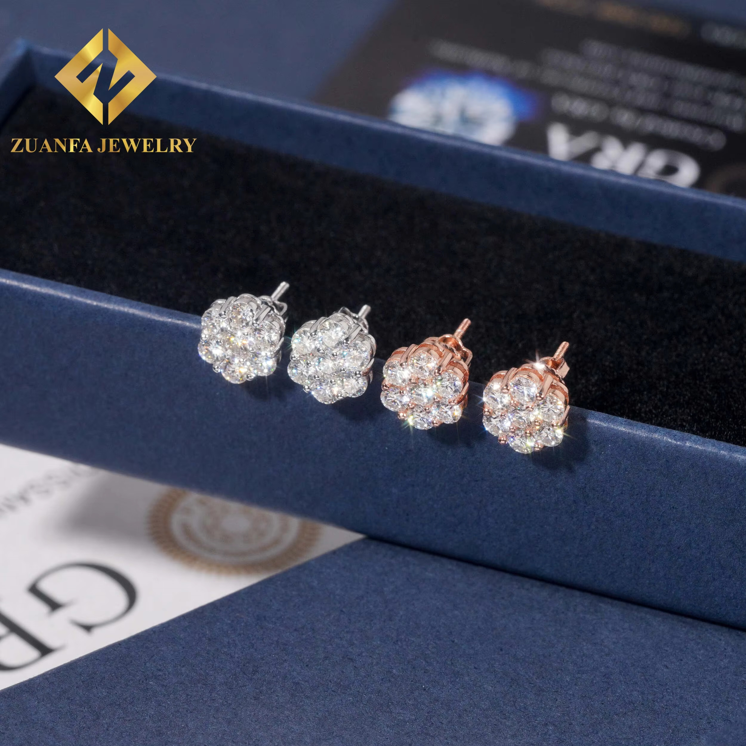 9mm Sun wer Design Sterg Sier VVS Moissanite Stud Hip Hop Earring Jewelry For Men Women