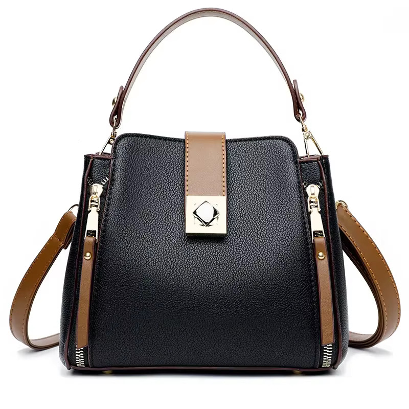 Small Bucket Shoulder For Women Designer PU Leather Messenger Crossbody Bags Ladies Casual Solid Color Purse Handbag