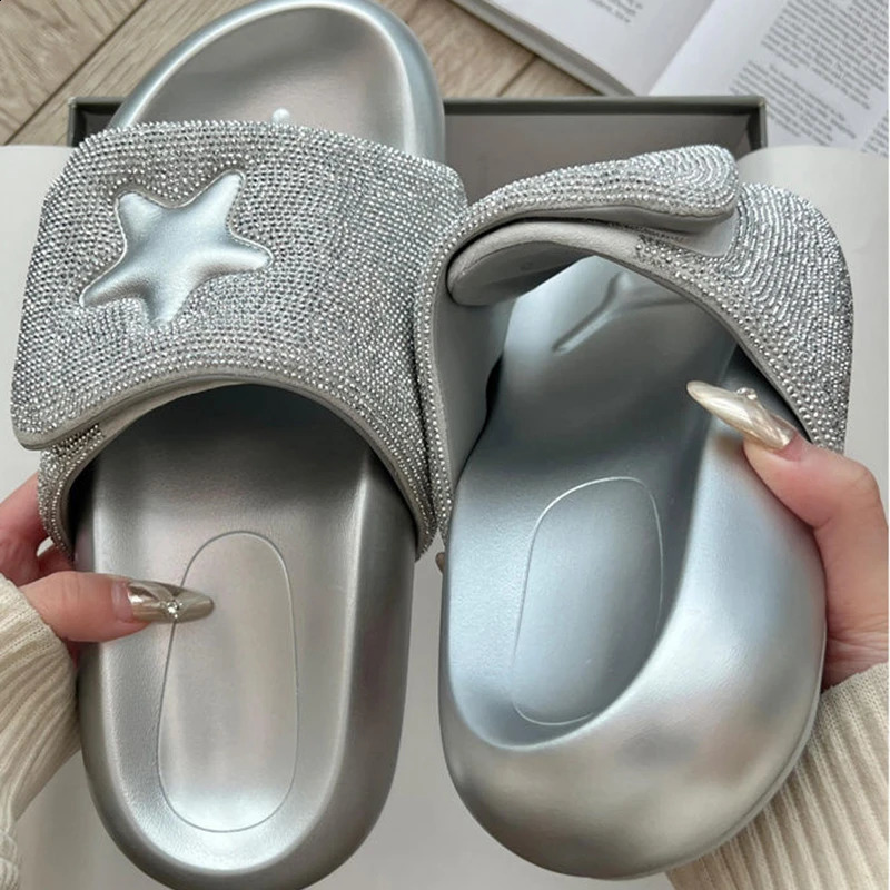 Top Quality Sandalias Women Slippers Bling Rhinestone Women Sandals Platform Fashion Shiny Womens Casual Shoes Crystal 250113