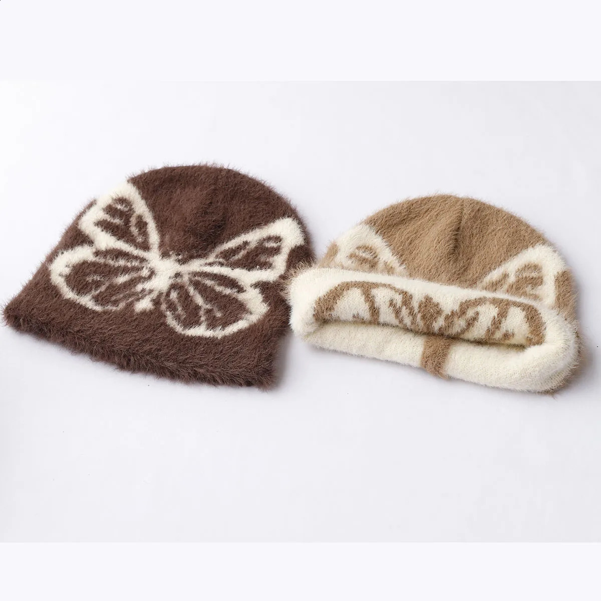 Y2K Warm Star Ski Hat Ma Haimao Winter Knitted Preschool Bean Hair Leather Hat Butterfly Knitted Hat Y2K Acrylic Hip Hop Dice Hat 250109