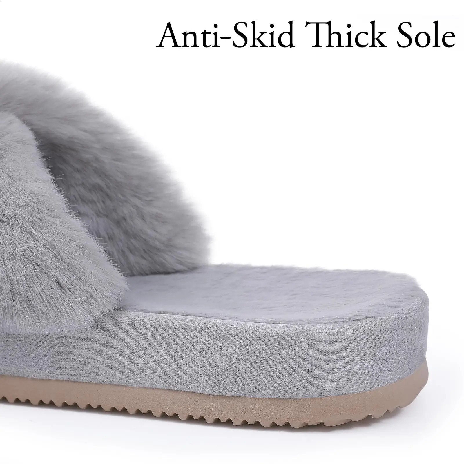 Litfun Winter Plush Fluffy Slippers For Women Fashion Open Toe Comfort Fuzzy Indoor Warm Soft Furry Home 250117