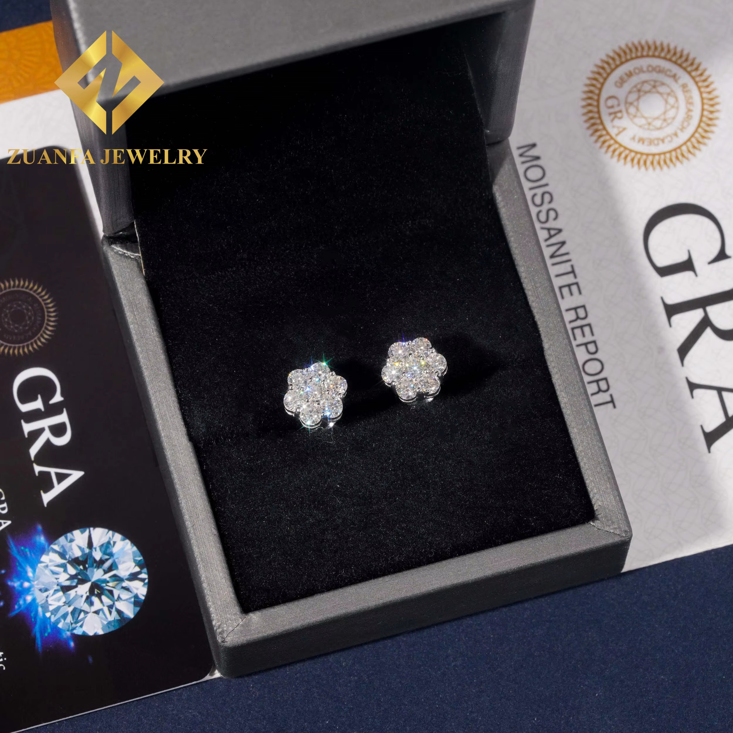 9mm Sun wer Design Sterg Sier VVS Moissanite Stud Hip Hop Earring Jewelry For Men Women