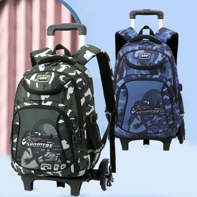 Children School Backpack for Kids Boys Wheeled Bag Student Backpack Trolley School Bag with Wheels Rolling Luggage Book Bag 250109