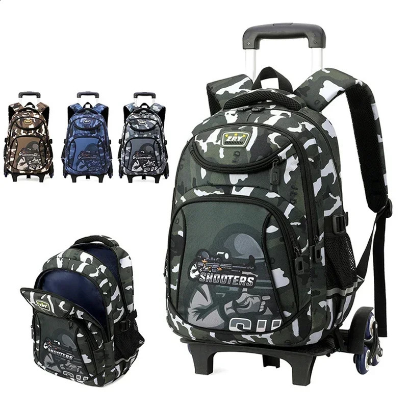 Children School Backpack for Kids Boys Wheeled Bag Student Backpack Trolley School Bag with Wheels Rolling Luggage Book Bag 250109