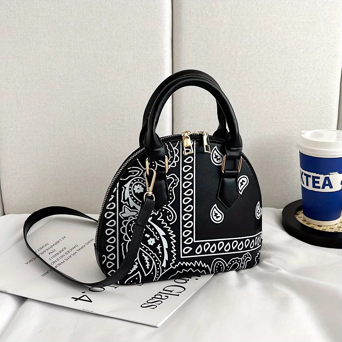 Fashion Trend Cashew Wer Handle Shoulder Shell PU Waterproof Large Capacity Lady Messenger Bag