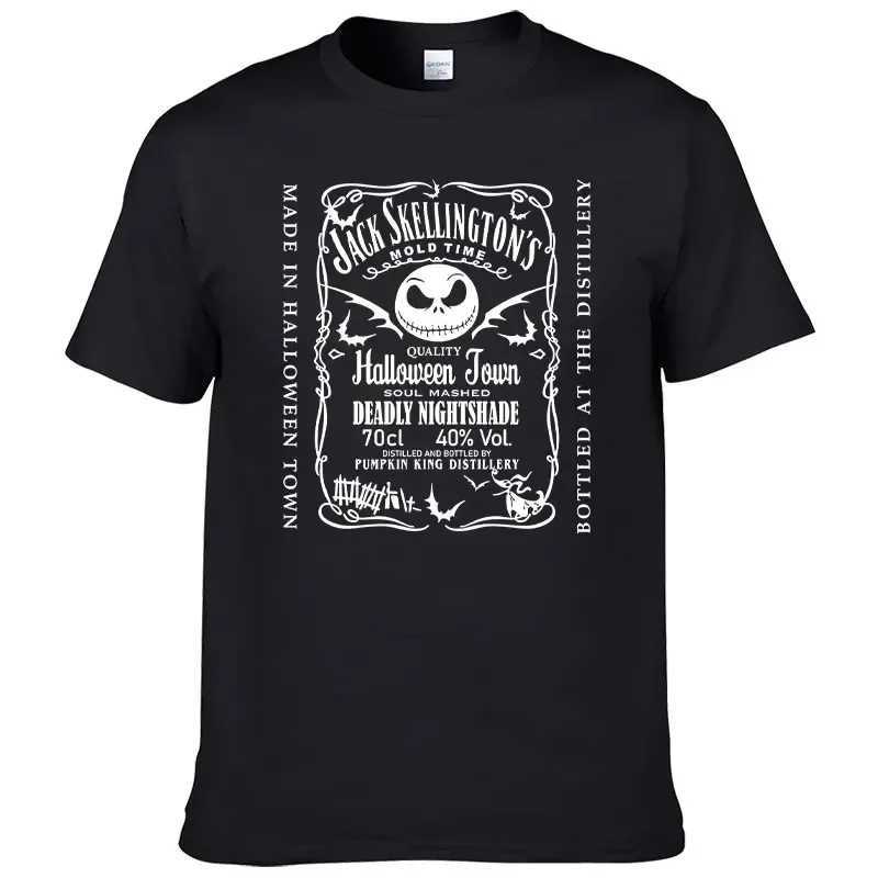 Men's T-Shirts Nightmare T-shirt Before Christmas Mens Pure Cotton T-shirt Jack Skellington Face T-shirt Street Casual Fashion Large top F117 S241272