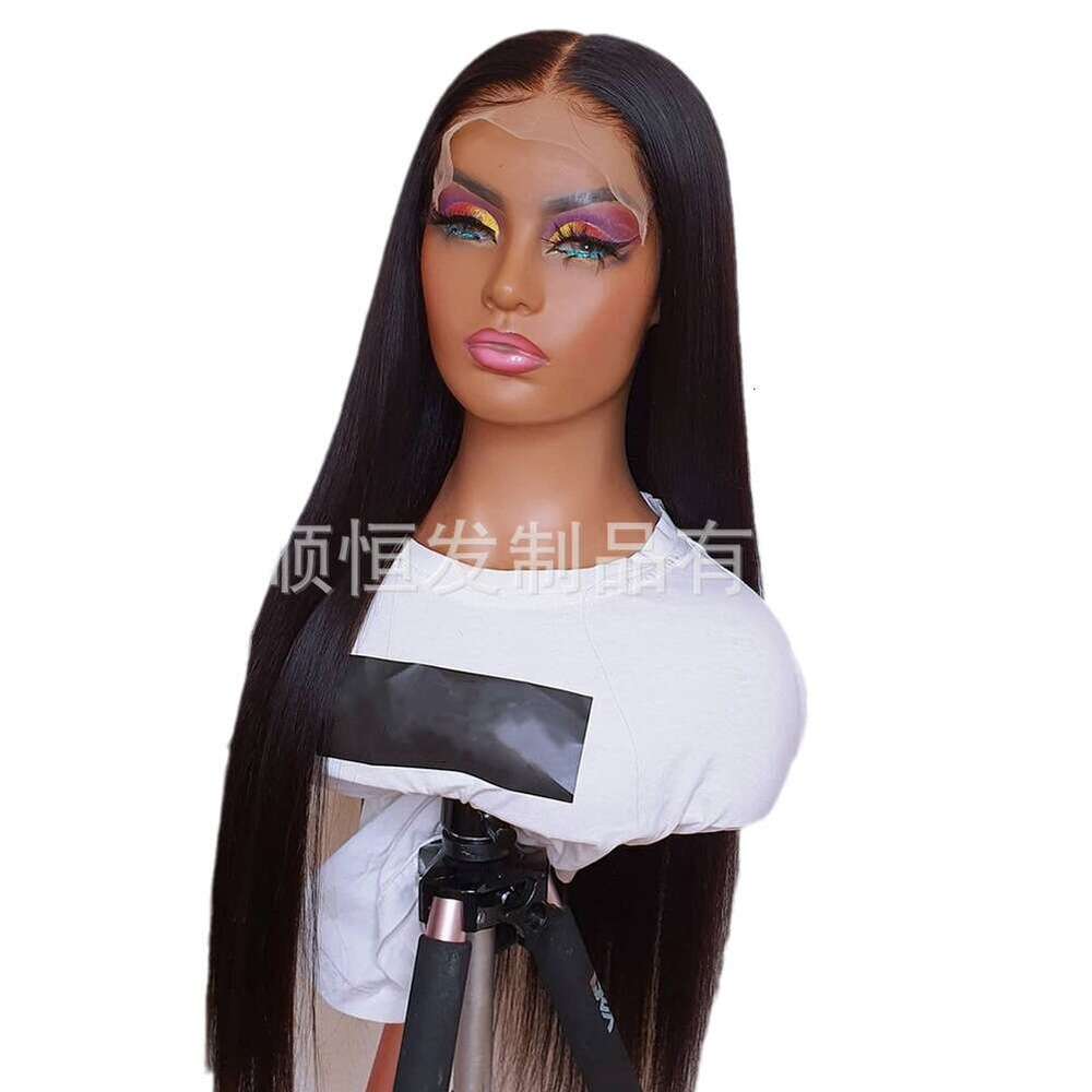 Lace Front Wig Cover T Shape Black Long Straight Handmade Lace Wig High Temperature Silk Headband Full Hair Set Diniwigs