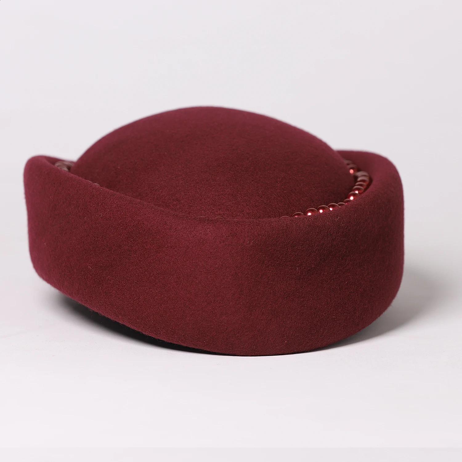 FS y Wine Red Wool Beret Winter Church Hats For Women Elegant Wedding Hat With Faux Pearl Vintage Felt Fedoras Chapeau 250118
