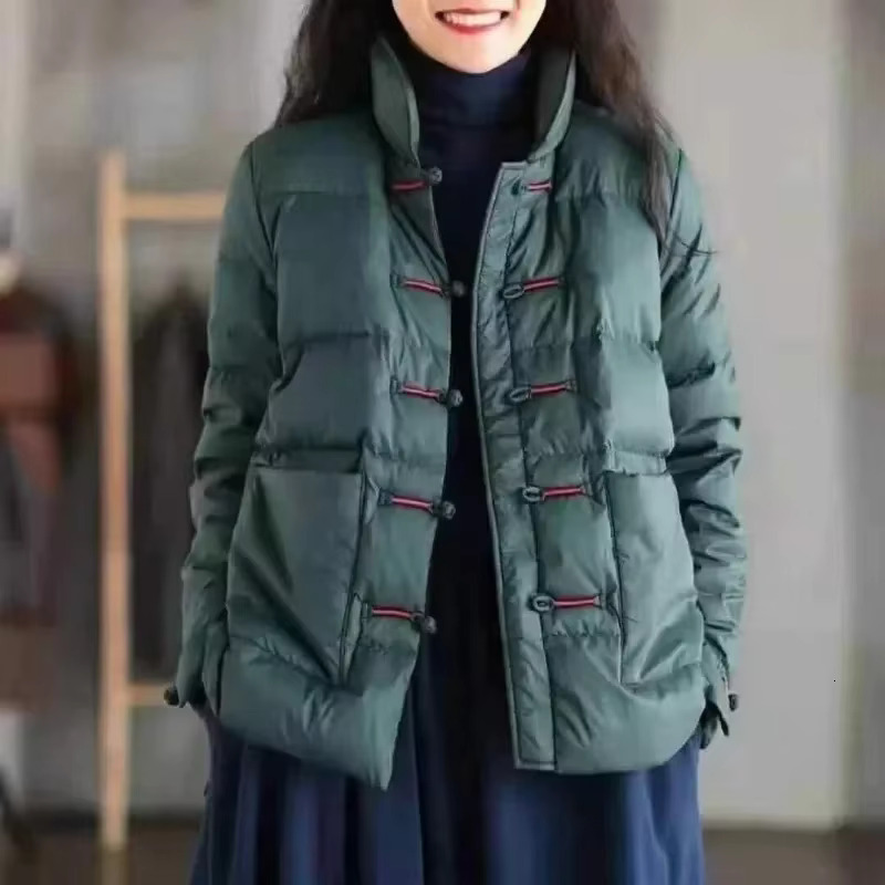 Vintage Single-Breasted Quilted Puffer Jacket Warm Lightweight Parka Windproof Outerwear Winter Clothestrends Coat New